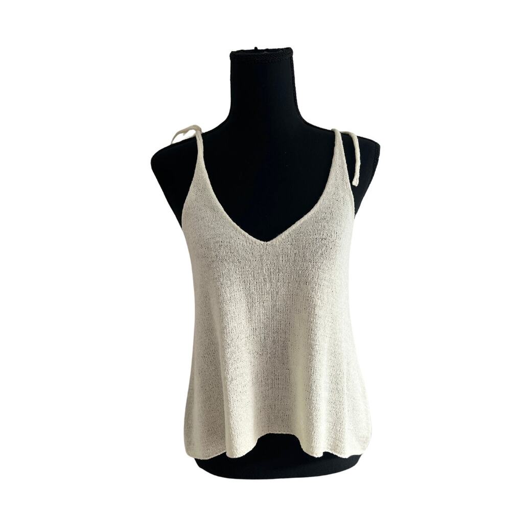 NWOT H&M White Knit Tie Strap V-neck Tank Top- Small